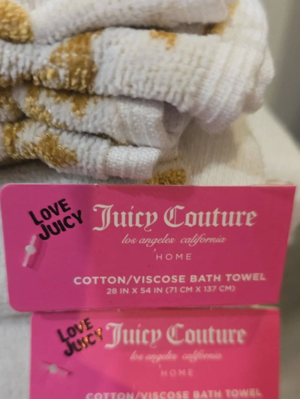 Juicy Couture Home Signature Logo Crown/Ribbon Oversize Cotton Viscose Towel Set